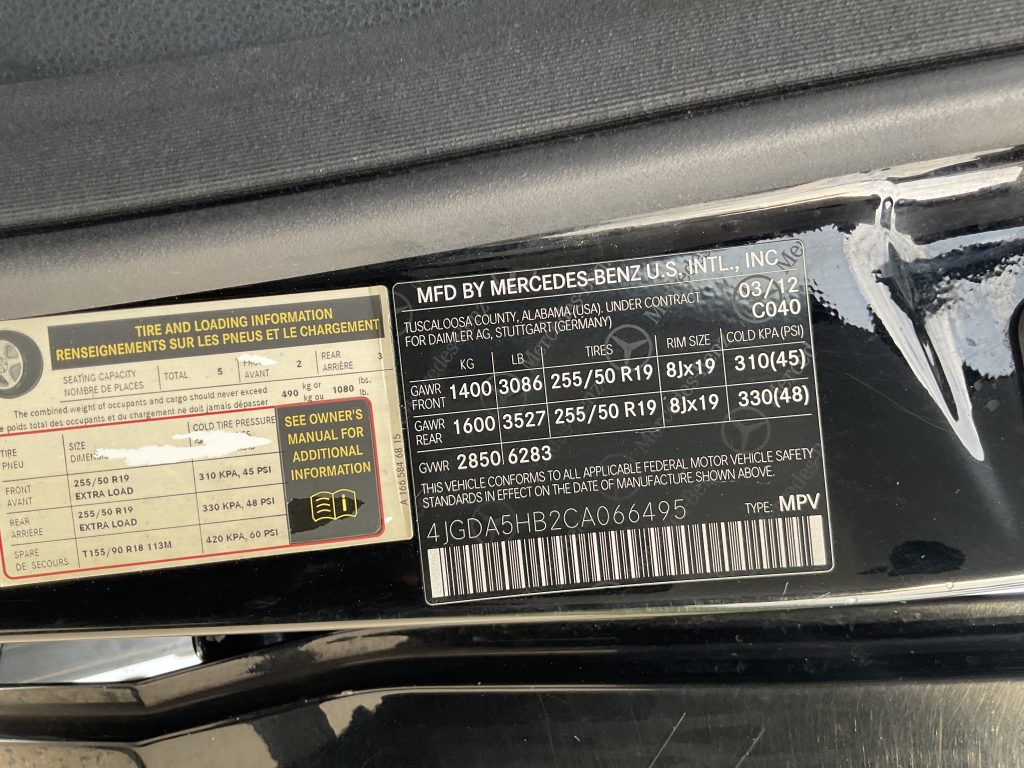 2012 Mercedes ML350 4Matic For Sale.